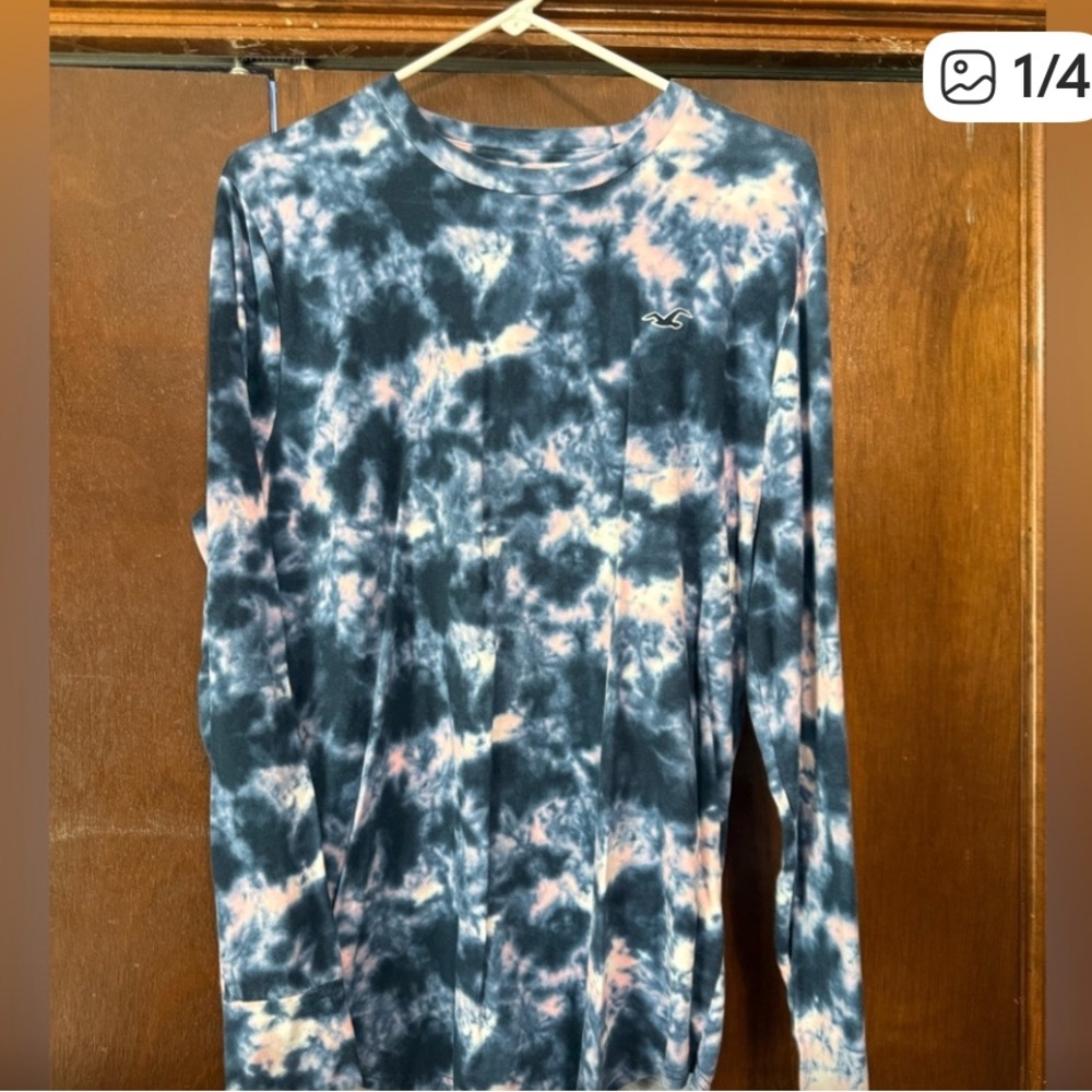 Hollister Tie-Dye Long Sleeve Tee - Blue and Pink